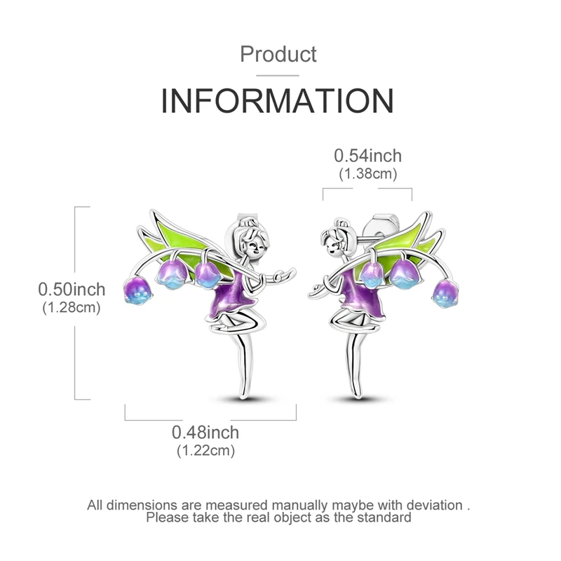 حلق من الفضة عيار 925 زنبق الوادي الجنية الساحرة الأصلية مجوهرات راقية هدية للنساء #3