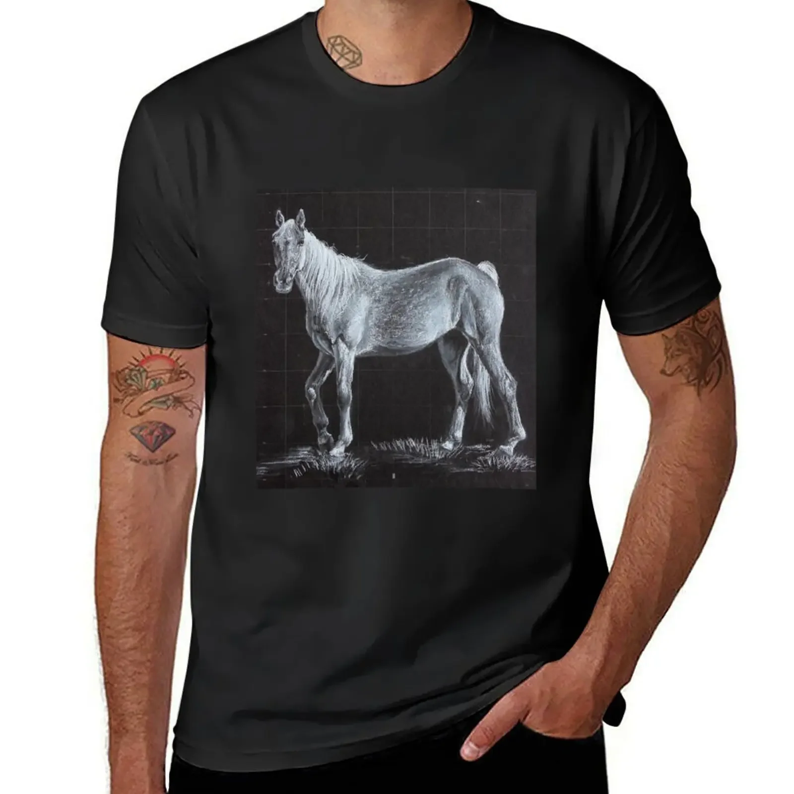 Midnight Stallion T-Shirt anime clothes blacks Short sleeve tee summer tops t shirt men