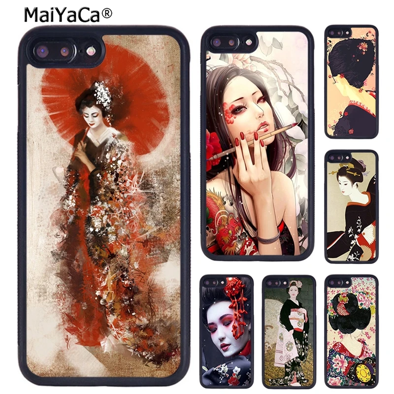 MaiYaCa Japanese Geisha Phone Case For iPhone 16 15 14 plus 11 12 13 Pro  XR XS Max coque Cover Shell