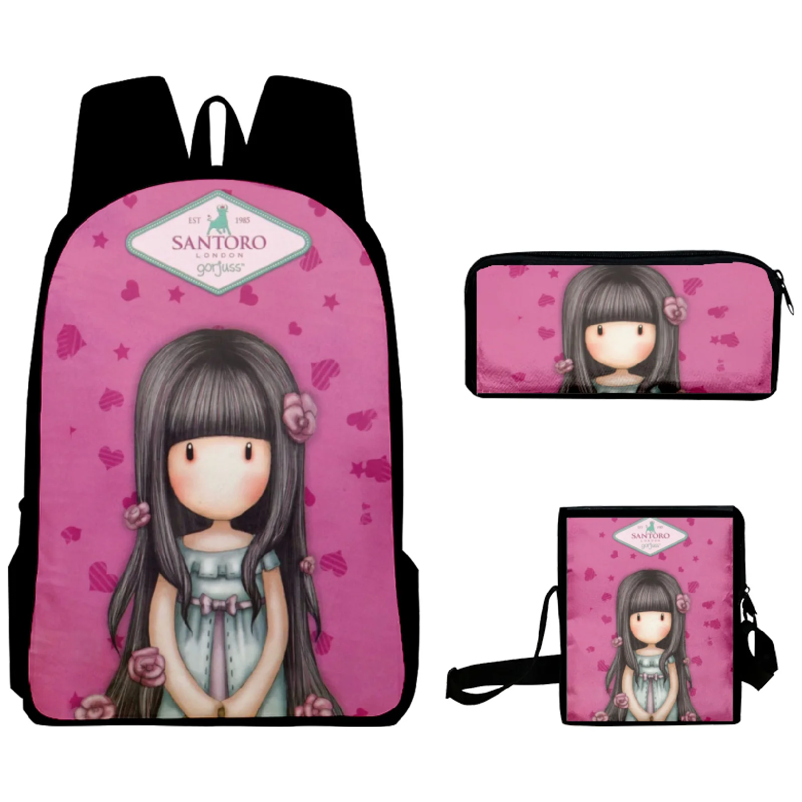 Imagem -05 - Bolsas Escolares do Anime dos Desenhos Animados a Menina na Neve 3d Print Mochila Portátil Mochila Bolsa de Ombro Inclinado Estojo de Lápis Peças por Conjunto