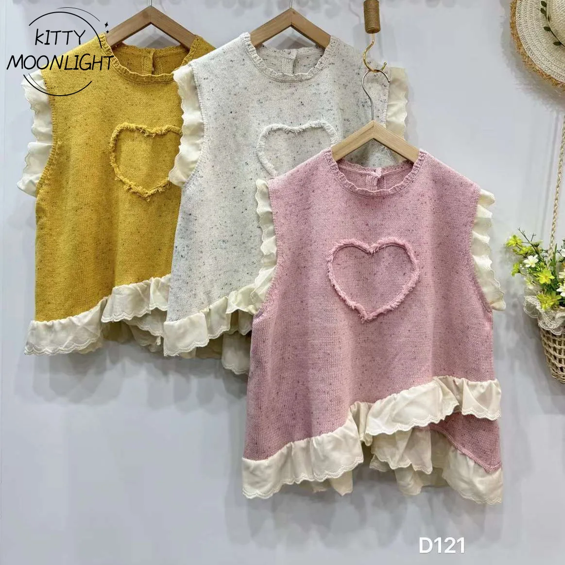 Knit Love Vest Sweater Mori Girl Sweet Knitted Vest Autumn Winter Women Kawaii Sleeveless Sweater Tops Cute Knitwear Pullovers