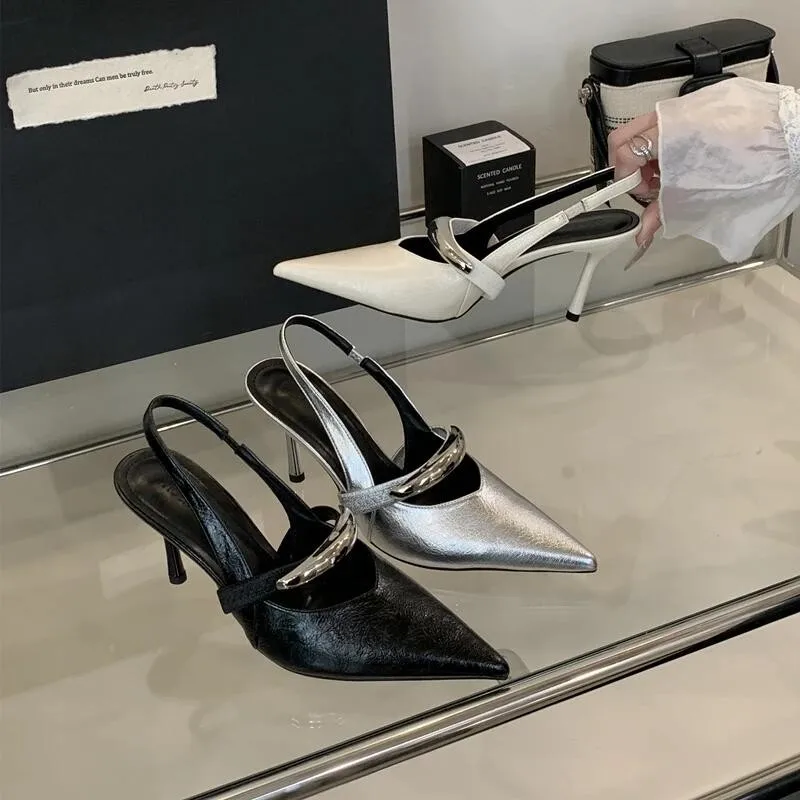 

French High-end Sense Fashion and Versatile Pointed Toe High Heels Summer Design Sense Baotou Sandals Women