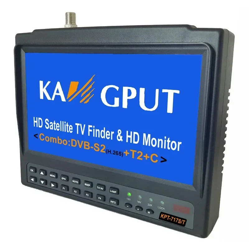 

KPT-717ST Portable Widescreen 7 Inch DVB-S2+T2+C Sat Signal Satellite Receivers Digital Satfinder CCTV HD Monitor
