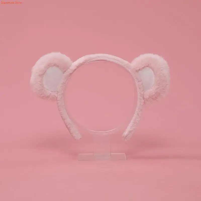 Q5WE 귀여운 모피 동물 곰 귀 머리 후프 플러시 고딕 동물 의상 할로윈 파티 장식을위한 다채로운 헤드 피스