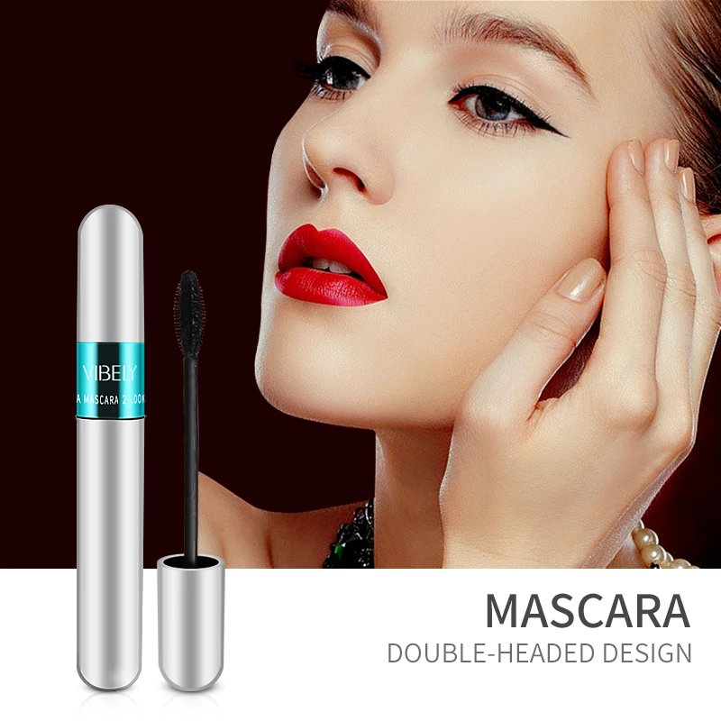 Double Head Waterproof Mascara 4D Thick Pull Long Curl Eyelash Liquid Brush Silky Fiber Not Easy Dizzy Mascara4d Quick Dry Water