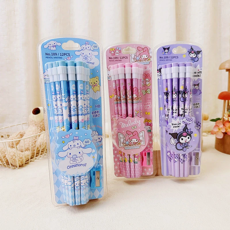 Cute Cartoon Anime Children's Student Homework Pencil Drawing Pencil HB Kawaii Eraser