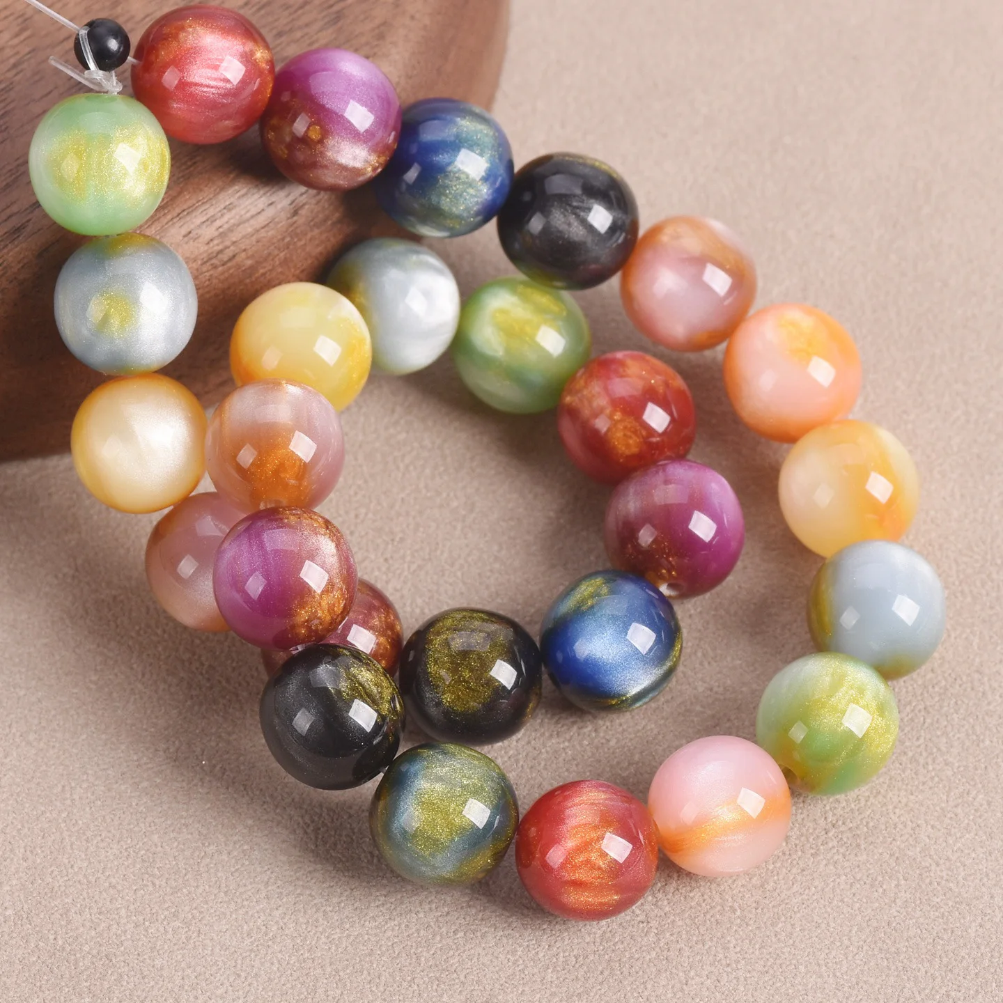 

20pcs Round 10mm Glossy Resin Plastic Loose Beads For Jewelry Making DIY Bracelet Findings