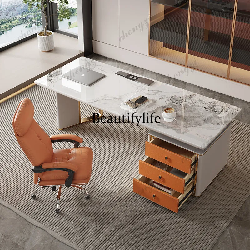 Nordic Sintered Stone Office Desks Modern Luxury Bedroom Study Writing Desk Minimalist Designer Office Furniture escritorio