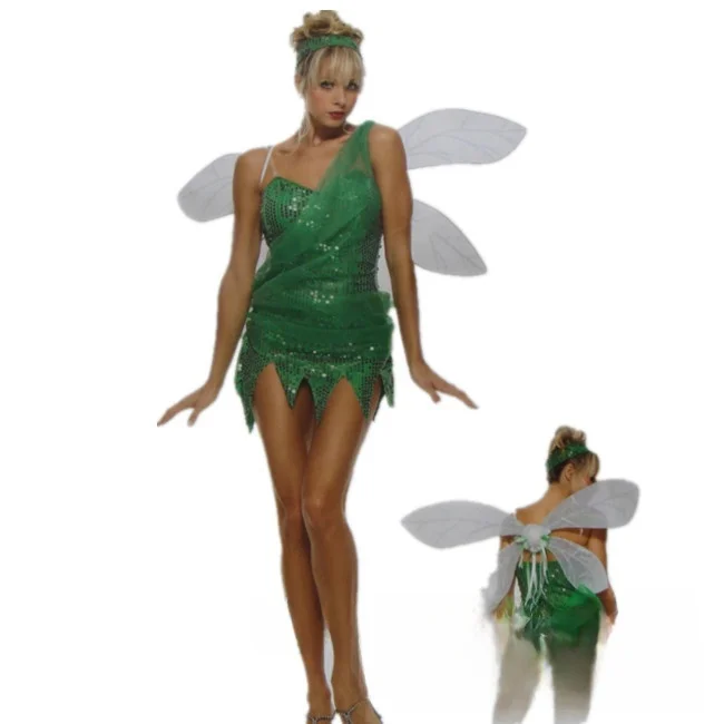 زي تنكري للهالوين على شكل جنية الغابة الخضراء مع زهور وترتر، ملابس أداء للسيدات على الطراز العرقي للمسرح