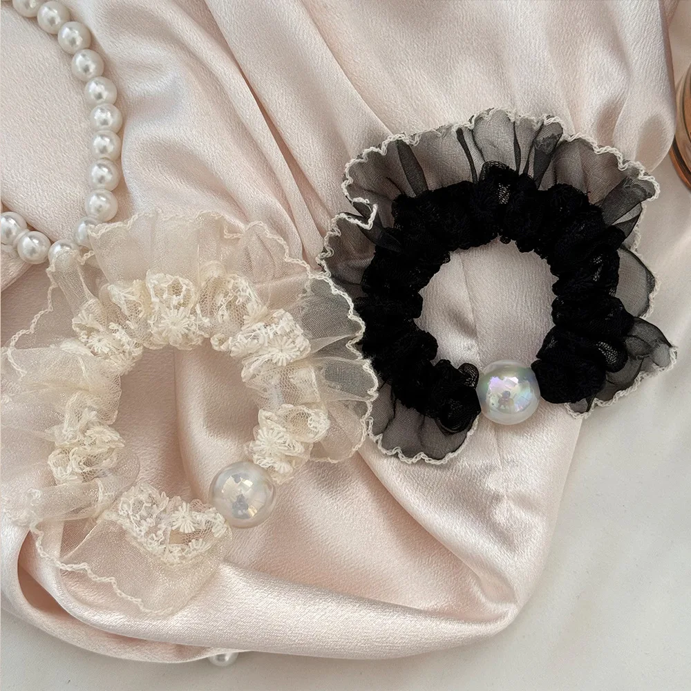 

Romantic French round bead lace hair band female super fairy temperament low ball head flower atmosphere hair accessories new