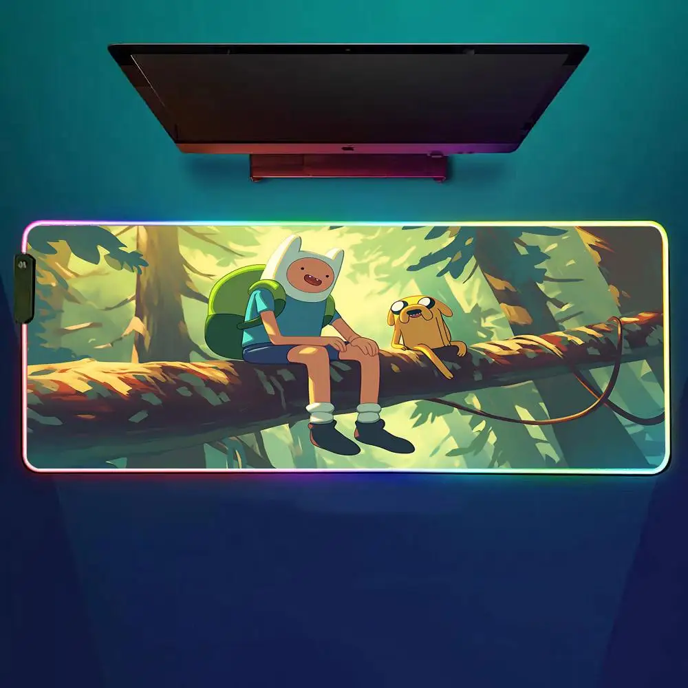 

Cartoon A-Adventure T-Time Mouse Pad RGB Gaming Mouse Pad Desk Mat HD Gamer Large LED Light XXL MousePads