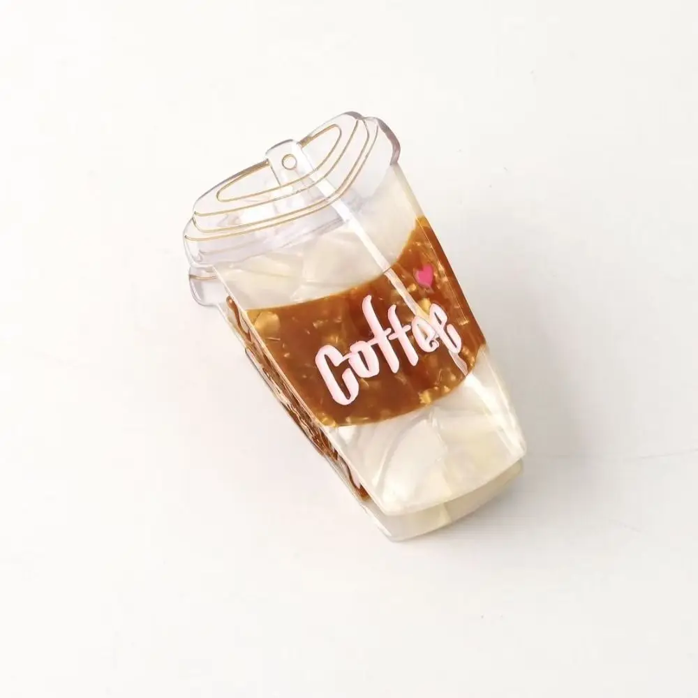 

Забавная заколка для волос в форме кофейной чашки, мультяшная, милая, в виде мороженого мокко, заколка-краб в виде чашки молочного чая, заколка-акетатная заколка-акула, уличный стиль