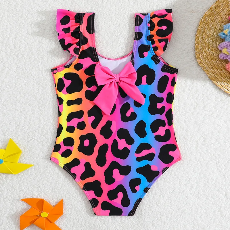 2026 New One-piece Swimsuit Children's Leopard Print Swimsuit Cute Baby Girl Swimsuit
