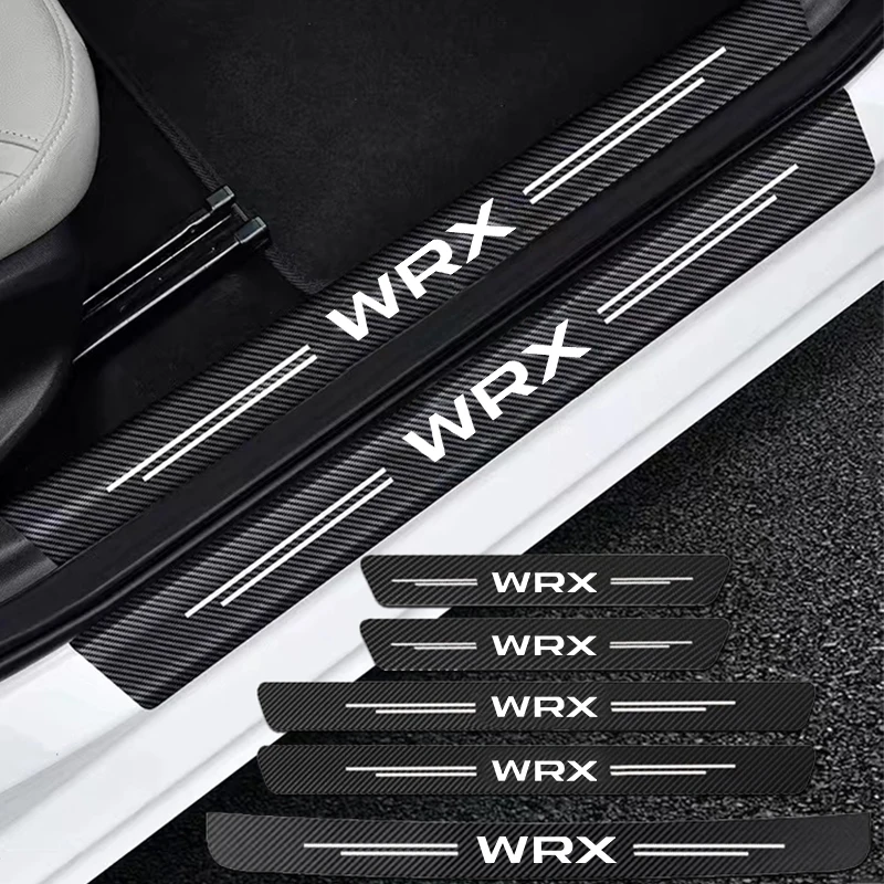 Auto Carbon Fiber Decals Stickers Car Door Threshold Scuff For Subaru Wrx Sti Accessories