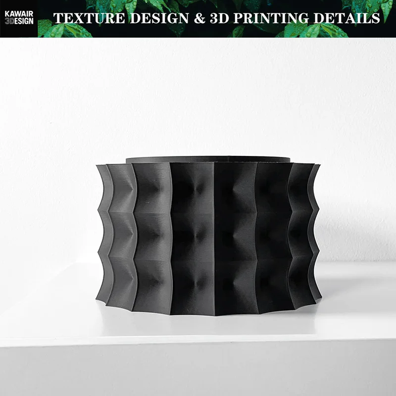 3D Printed Sustainable Irregular Geometric Plant Pot- Biodegradable Textured Line Flower Planter