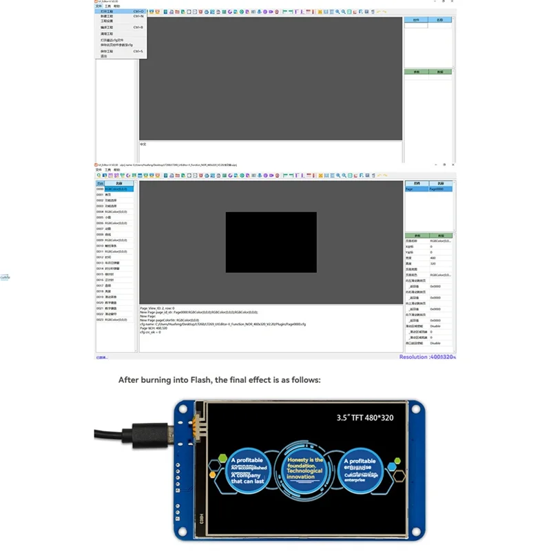 C9-3,5 Zoll TFT Smart Display Modul mit seriellem Port 320 x 480 HMI-Bildschirm für Fahrzeugsysteme