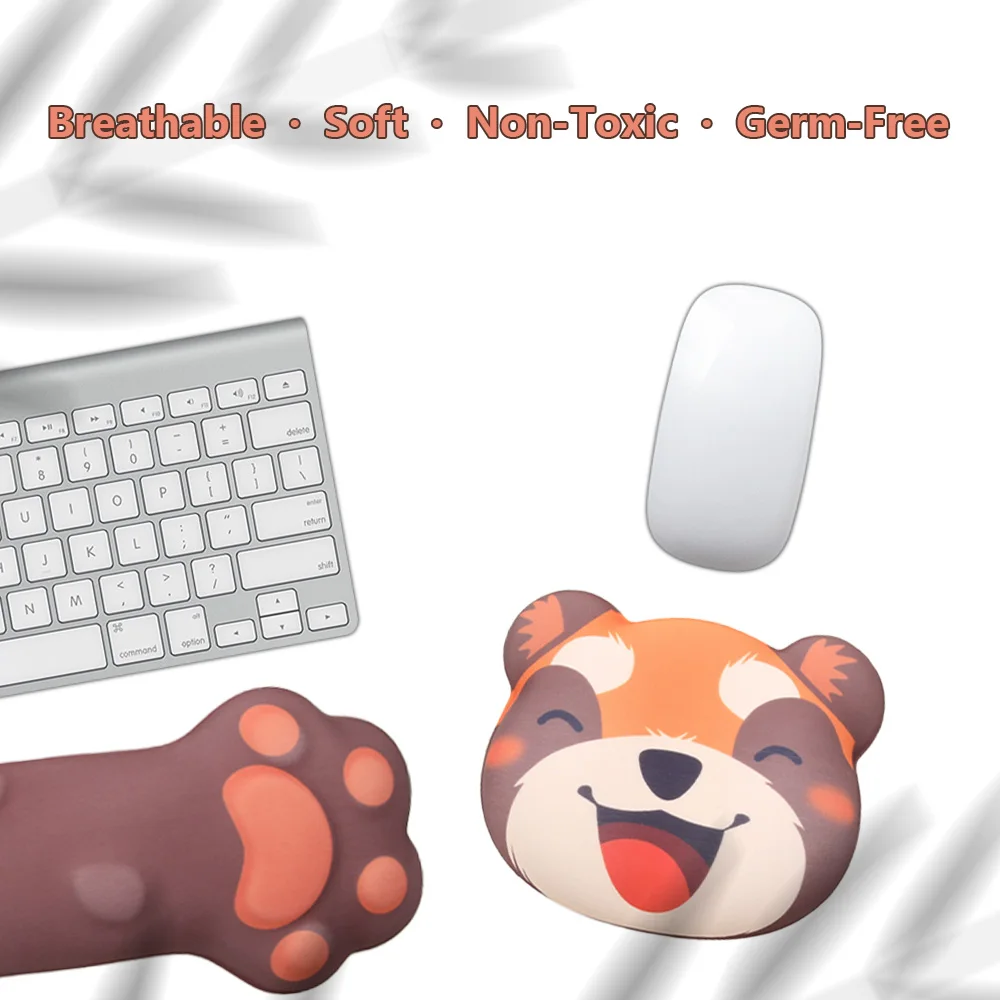 Brown Bear Mouse Pad Wrist Protection Two-Piece Set -The keyboard wrist rest soft and comfortable, ergonomic design,care for you