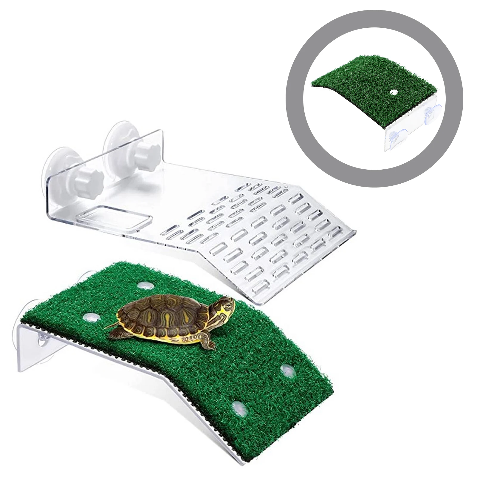 

2Pcs Turtle Platform Acrylic Wear-Resistant Durable Sunbathing Dock Aquarium Reptile Ramp Turtle Ramp Basking Platform