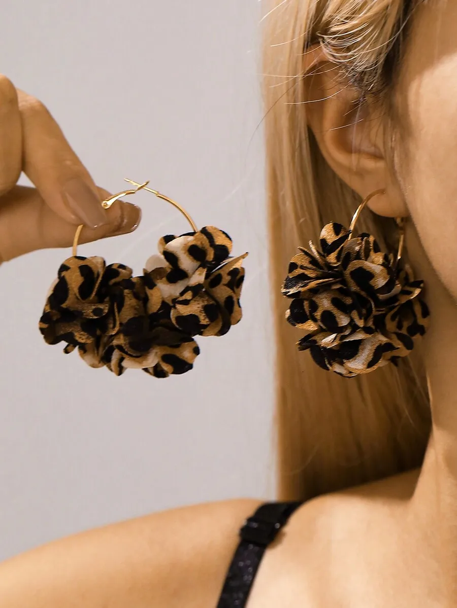 

Leopard Print Floral Hoop Earrings For Women Fashion Dangle Earrings Party Vacation Accessories