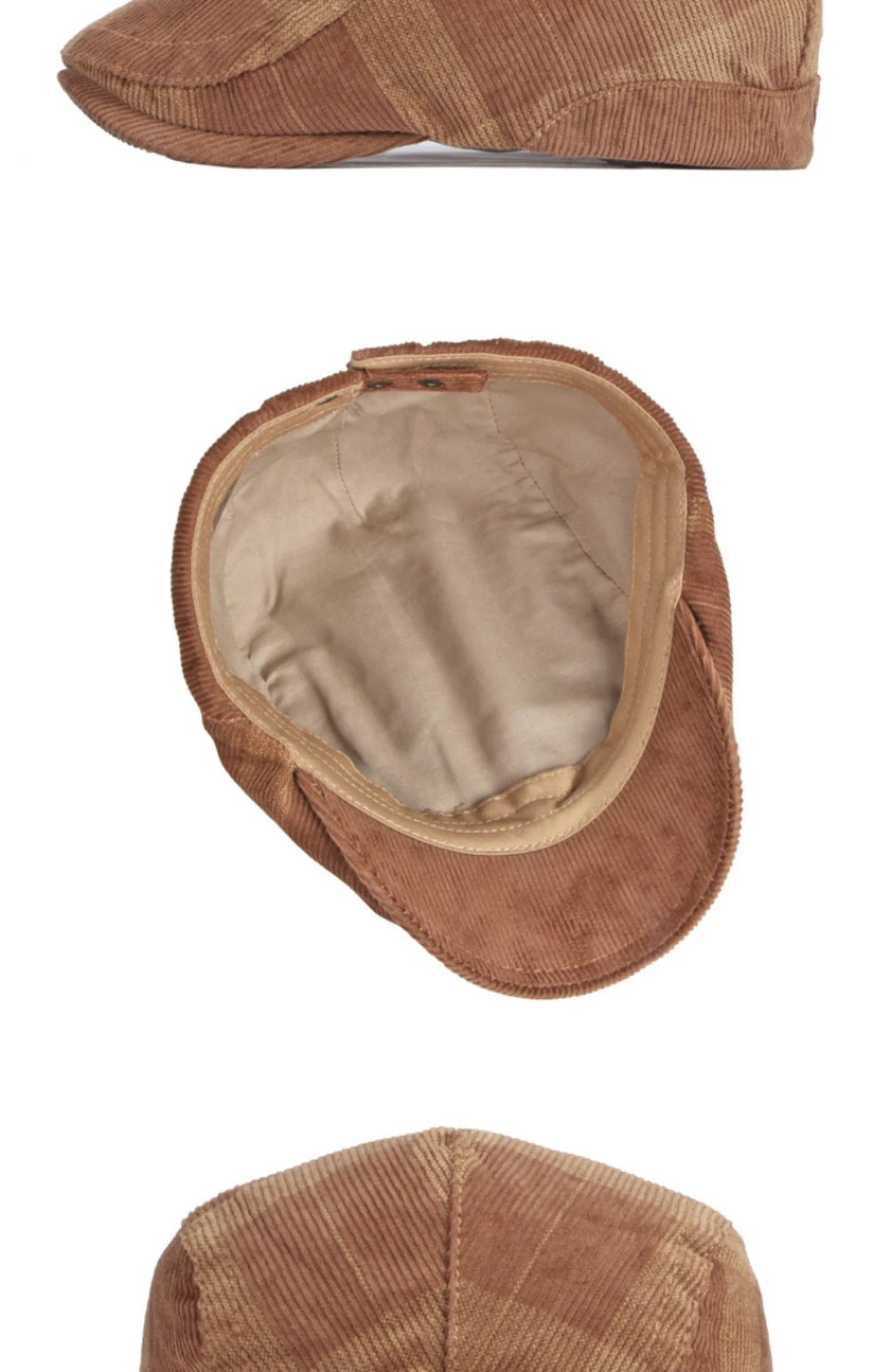 HT4610 Herren- und Damen-Baskenmütze, Vintage-Künstlermütze, karierte Baskenmütze, verstellbare Ivy-Flatcap für Männer und Frauen, Cord-Baskenmütze für Frühling und Herbst – Detail 11