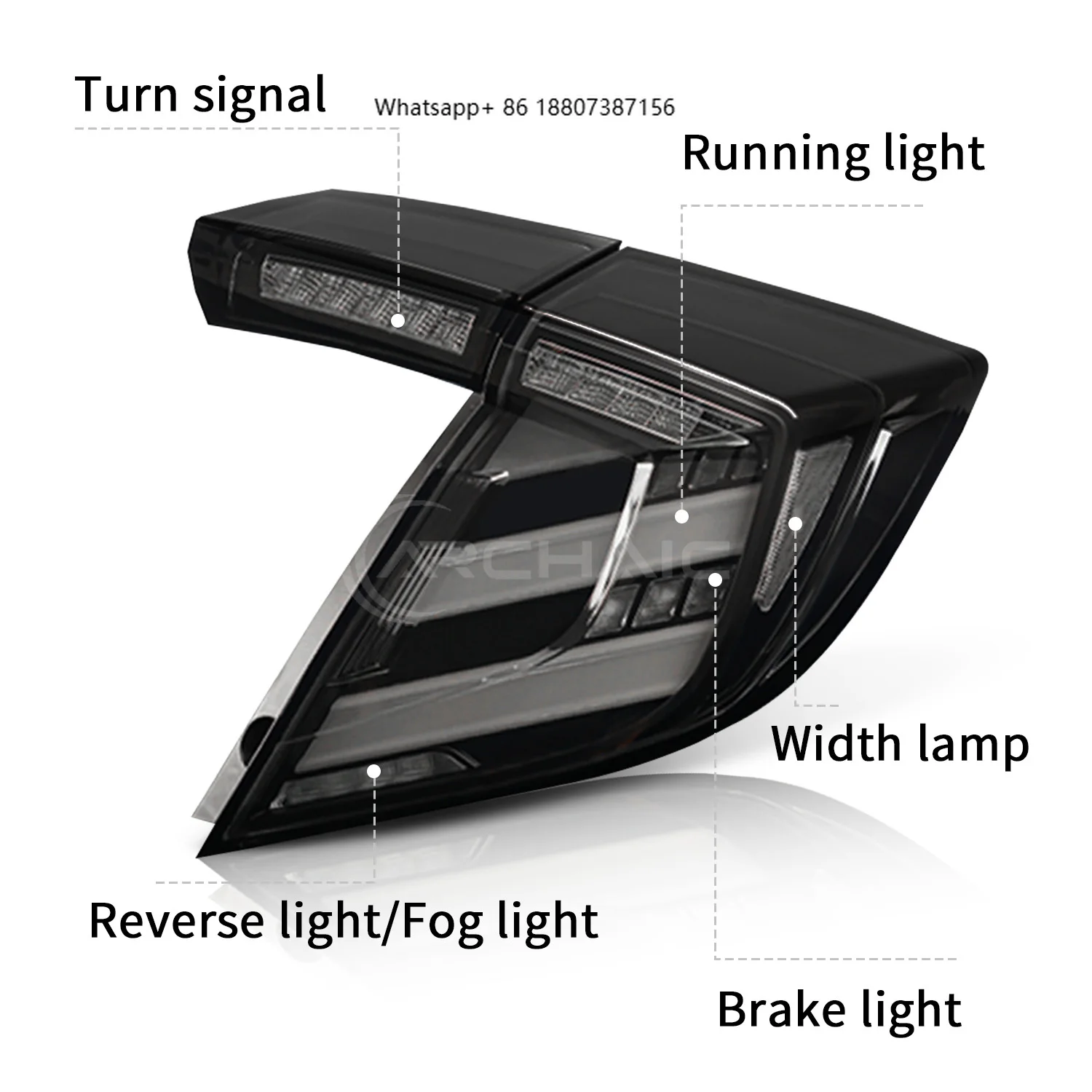 

New RGB Back Light for for 10th Gen 2016-2021 Hatchback FK4/FK7/FK8 LED Taillights IP67 Waterproof Plug & Play
