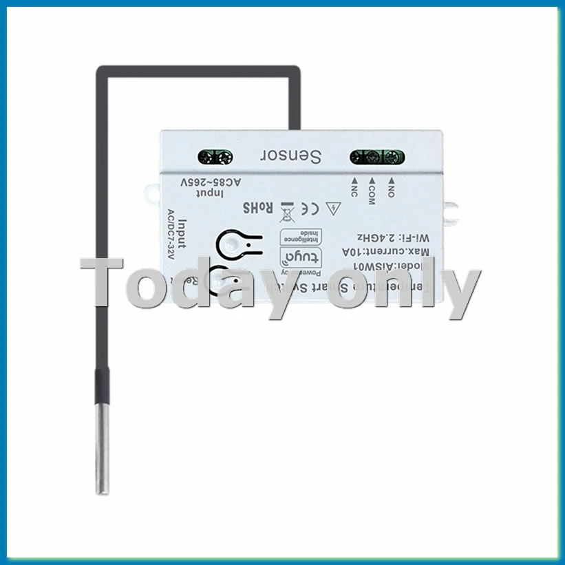 Tuya WiFi Temperature Switch Sensor 2.4G WiFi Temperature Switch Sensor Smart Switch with 1M Temperature Probe-ABLM