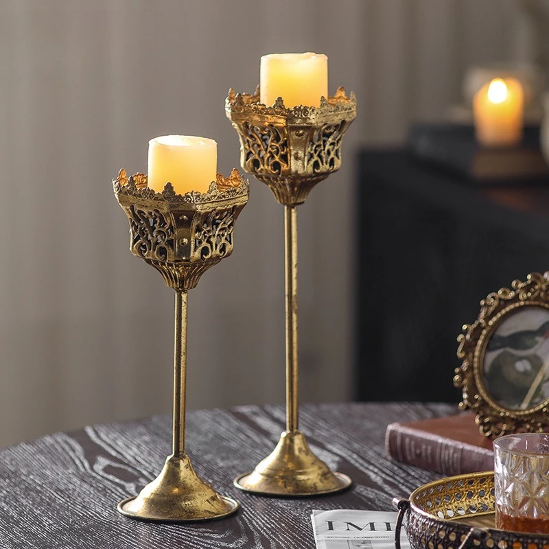 Candelabro dorado de lujo europeo, candelabro, adornos para decoración del hogar, decoración de habitación elegante para decoración Interior de habitación de boda