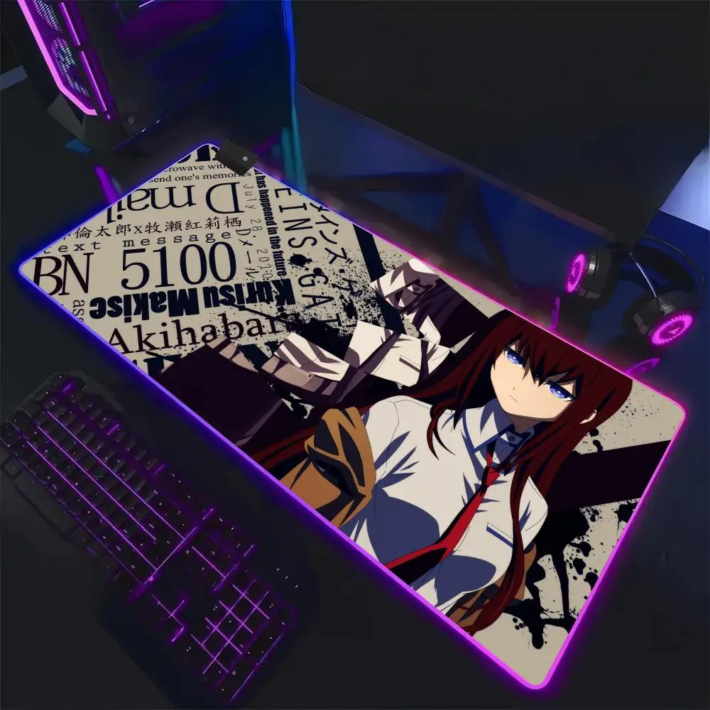 Steins;Gate Kurisu Makise Mouse Pad RGB,Gaming Mat Led Mousepad，Extended,Large RGB Mat,SoftPad,DeskMat,Glowing Pad