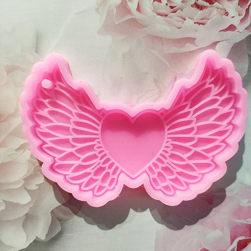 Shiny Glossy Silicone Molds Love Angel Wing Keychain Mold DIY Ornament Pendant Jewelry Epoxy Resin Crafting Molds