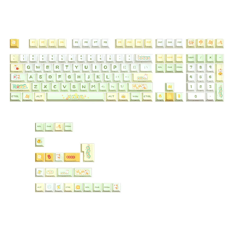 Keycaps Kucing Pembawa Keberuntungan Set Lengkap Kecil Bahan PBT Ukiran Samping Sublimasi Panas Lima Sisi