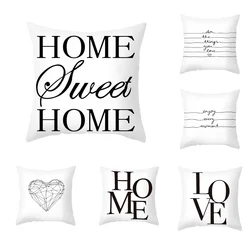 Letter Cushion Cover Black White Decorative Pillowcase Pillow Case Cover Home Love Letter Cushion Cover Pillow Case Cover