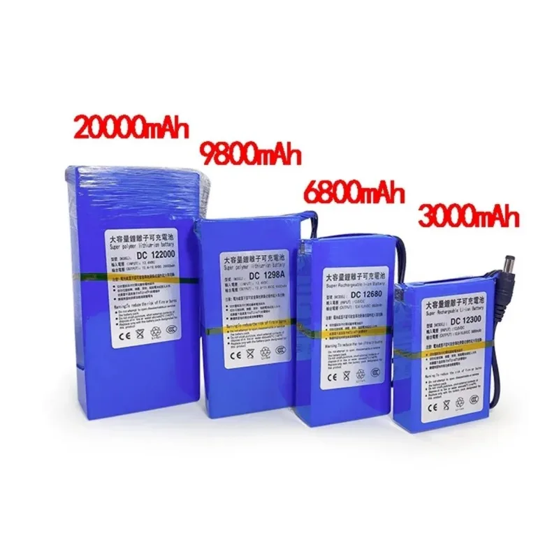 Rechargeable Li-ion Battery, High Capacity AC Charger, 4 Traffic Development Types, New, DC 12V, 6800-20000 mAh