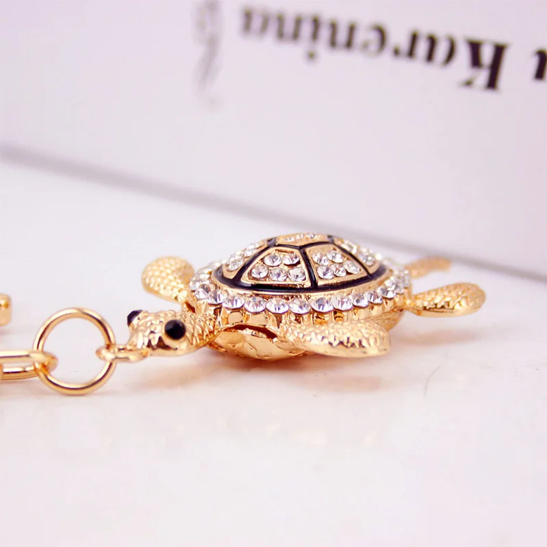Dormon Fluffy Turtle Tortoise Keyrings Crystal Keychains Lovely Turtles Bag Pendant For Car Key Chains Holder Rings DK316