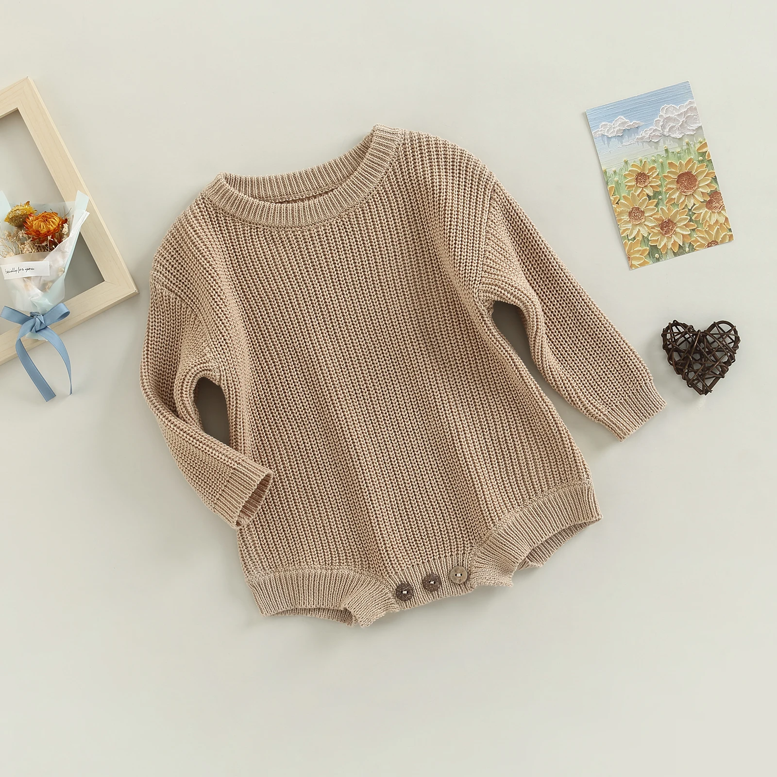 Baby Girl Boy Sweater Bodysuits Knit Oversized Pullover Sweatshirt Romper Playsuits Warm Fall Winter Baby Knitwear Outfit