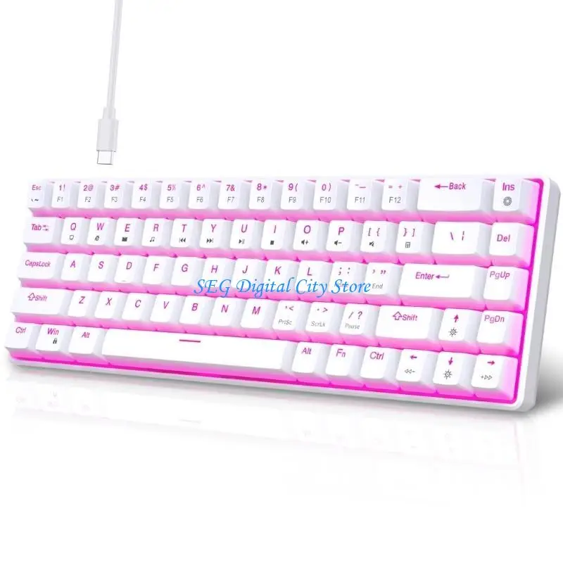 

U75B V800 68 Gaming Keyboard Double Shot Clicky Switches Two Color Injections LED Lighting Option USB C 60% Small Keypad