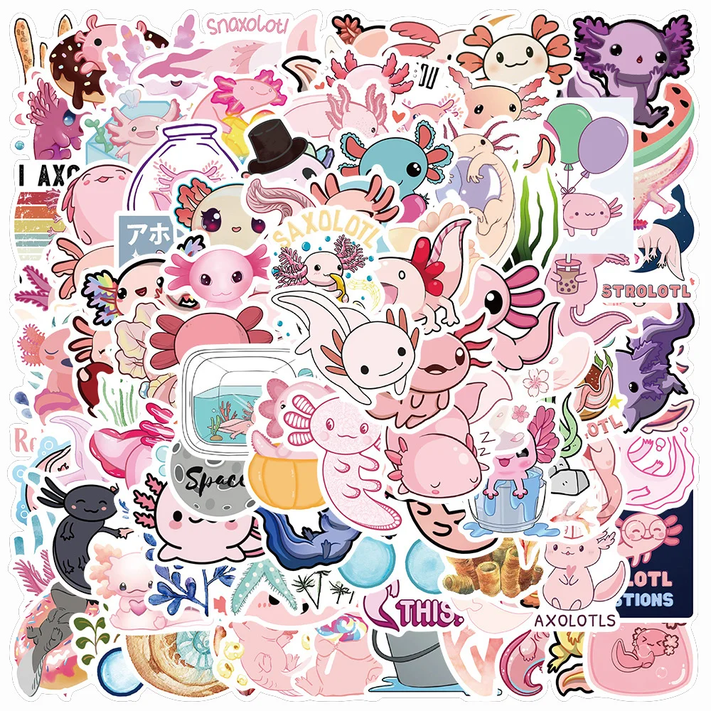 10/30/50/100PCS Axolotl Graffiti Stickers Cute Animal Cartoon Decal Kids Toy Suitcase Scrapbook Diary Phone Laptop Sticker Pack