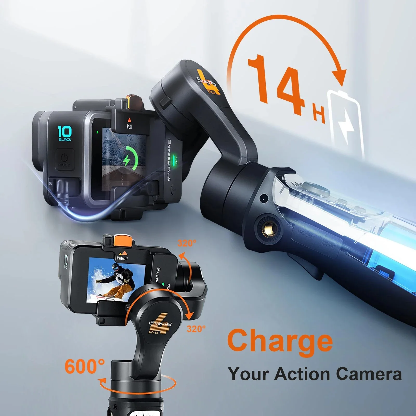 3 Axis Gimbal Stabilizer Compatible for GoPro 12/11/10/9/8 Go Pro Media Mod Compatible Gimble Anti-Shake IPX Waterproof