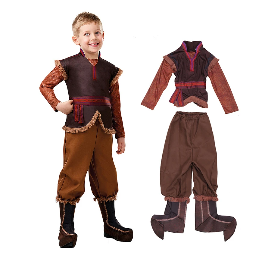 

Anime Kristoff Cosplay Costume Kristoff Halloween Costume for Kids Boy Snow Queen with Boots Royal Ice Master Carnival Suits