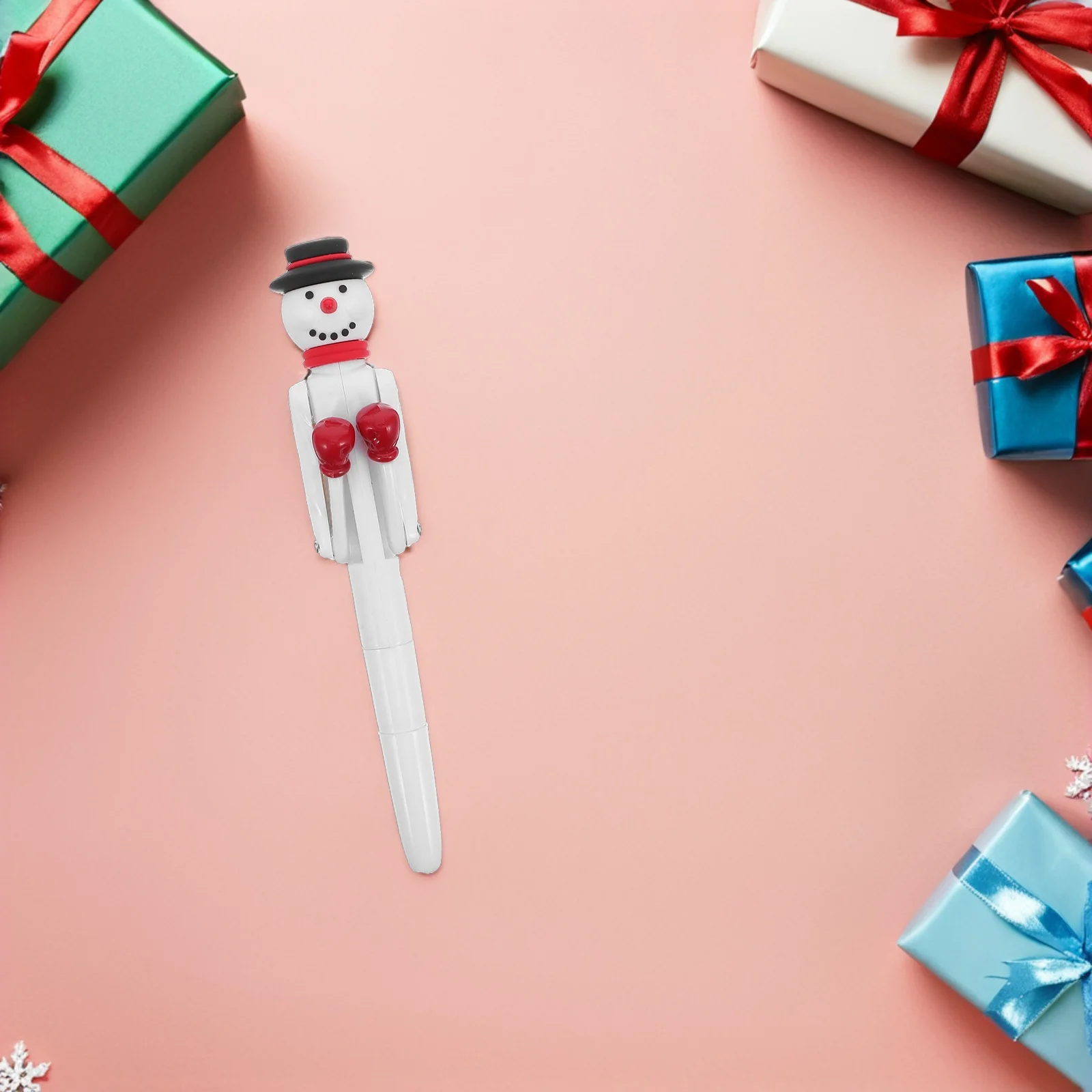 4 قطعة سنومان الملاكمة أقلام حبر جاف مضحك عيد الميلاد حبر جل حفلة عيد الميلاد تفضل التفاعلية اللكم الأسلحة الضغط الكتابة القلم