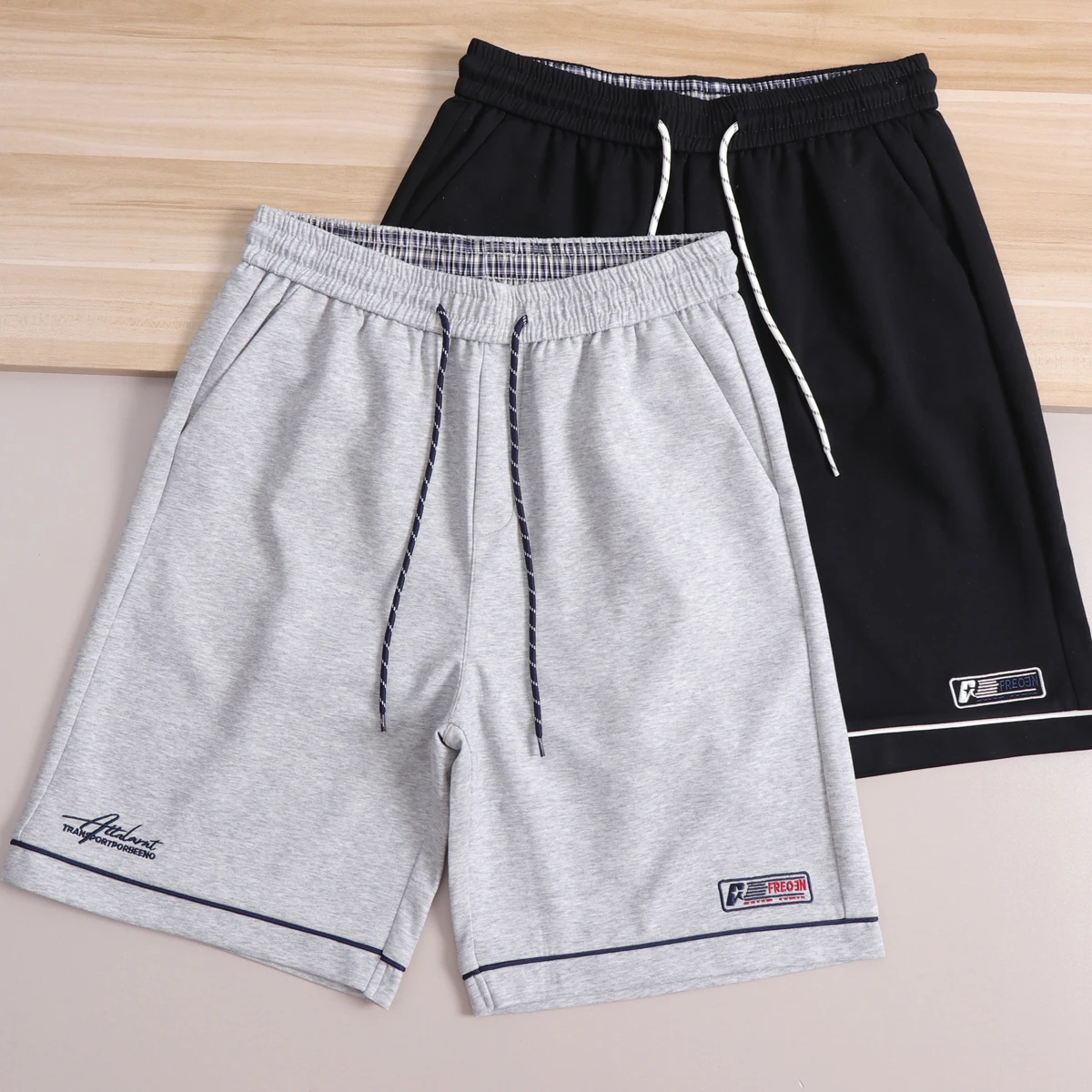 

American Style Heavyweight Men's Summer Commute Elastic Waist Breathable Moisture Wicking Casual Five-Quarter Shorts