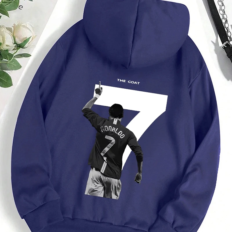 CR7 Cristiano Ronaldo Soccer Graphic Men's Women's Pullover Hoodie Jersey Back Print Harajuku Leisure Neutral Sweatershirt Top