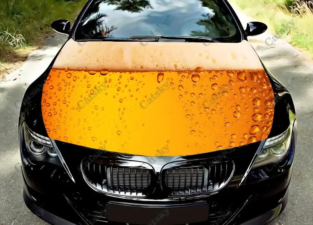 

Beer with Bubbles Car Hood Vinyl Stickers Wrap Vinyl Film Engine Cover Decals Sticker Universal Car Hood Protective Film
