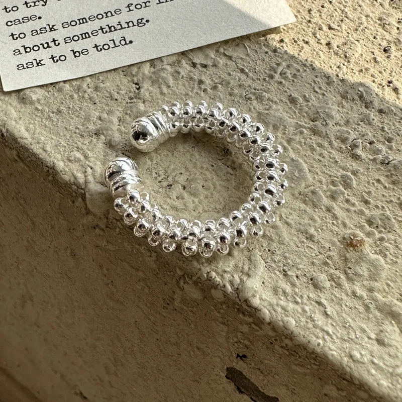 

Кольцо из стерлингового серебра 925 пробы с нишевым дизайном в стиле ретро, кольцо из бисера в корейском стиле, модное персонализированное кольцо, оптовая продажа