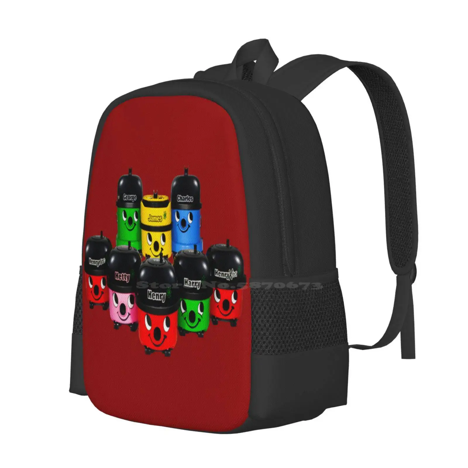 Henry Hoover And Friends Large Capacity School Backpack Laptop Bags Henry Hoover Hoovers Hetty James George Harry Chiffon