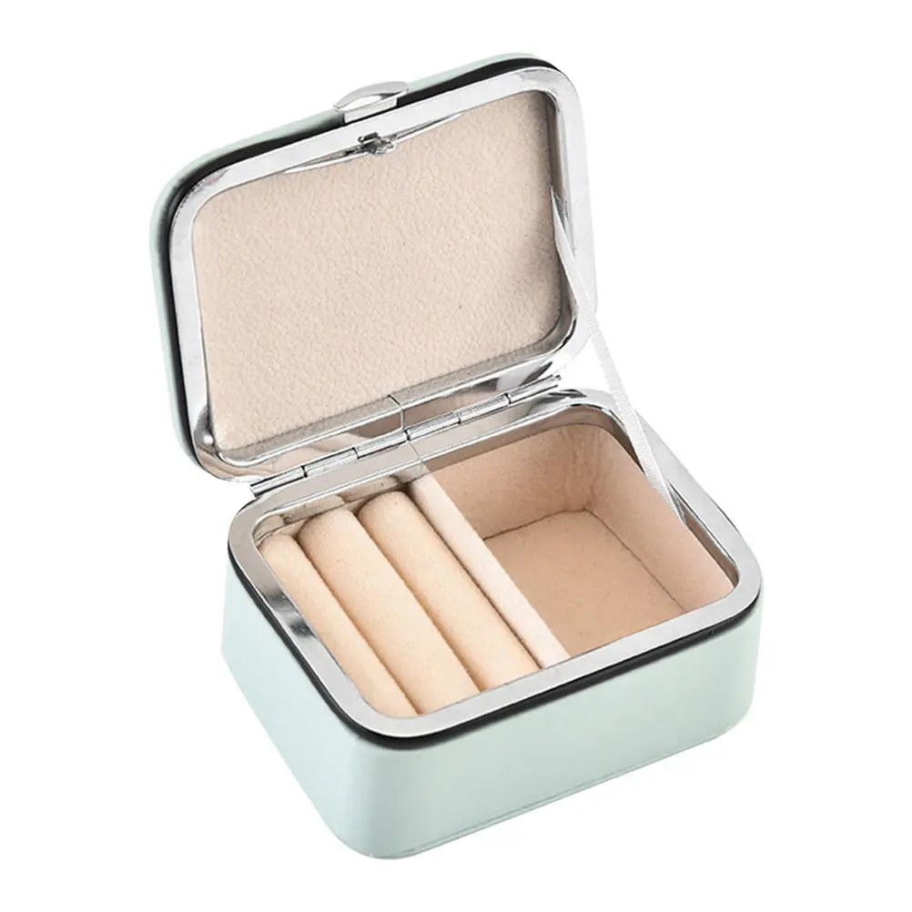 Portable Jewelry Organizer Box PU Material Small Jewelry Storage Case Travel Necklace Ring Earrings Holder Desktop Box