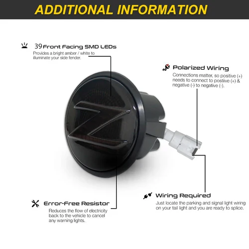Imagen 2 del producto 2 luces LED dinámicas ámbar para marcadores laterales, intermitentes secuenciales para Nissan 370z Coupe Nismo Z34 2009-2020 Canbus