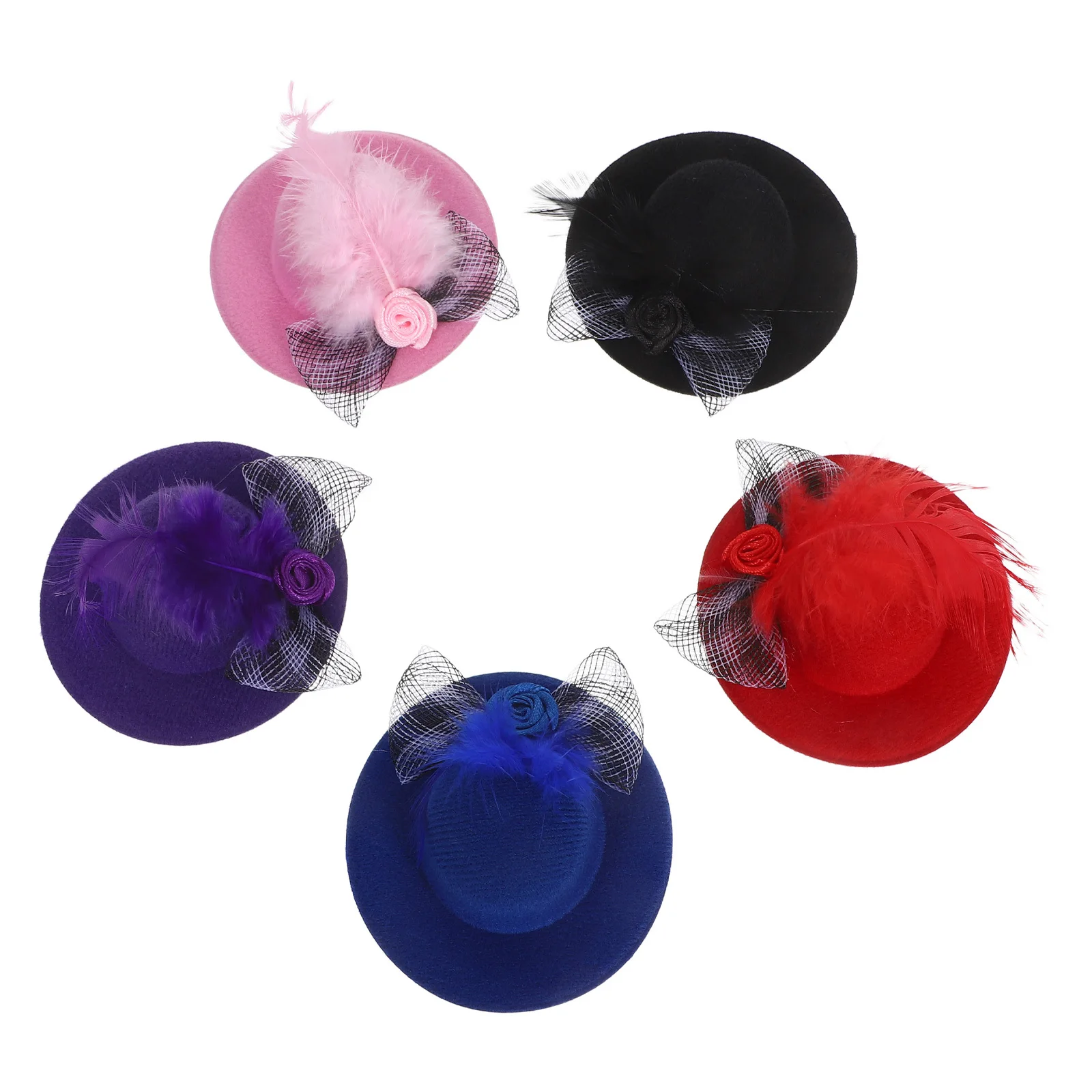 5 pezzi piccoli cappelli a cilindro per artigianato - mini berretti leggeri - ornamenti per cappelli in miniatura traspiranti per la decorazione della casa delle bambole fai da te