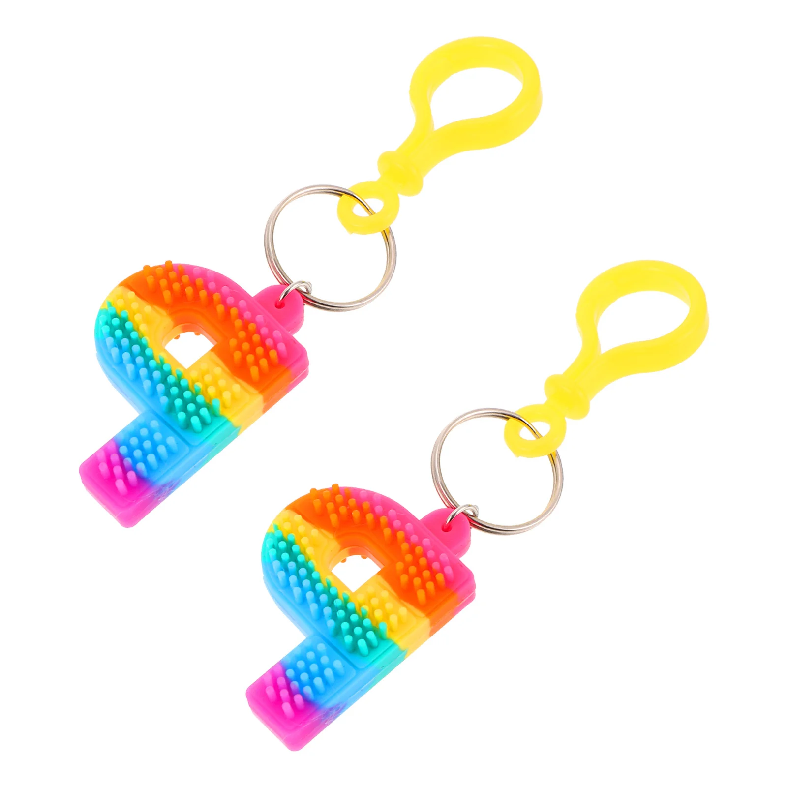 

2Pcs Colorful Alphabet Key Pendants Durable Creative Bag Ornaments Key Rings Car Decorations Stress Relief Accessories