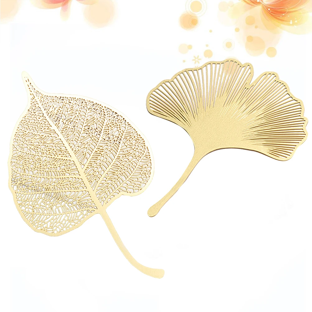 

2 Pcs Brass Bookmark Lightweight Thin Creative Vintage Ginkgo Leaf Vein Dragonfly Book Mark Gift Readers Students Writers