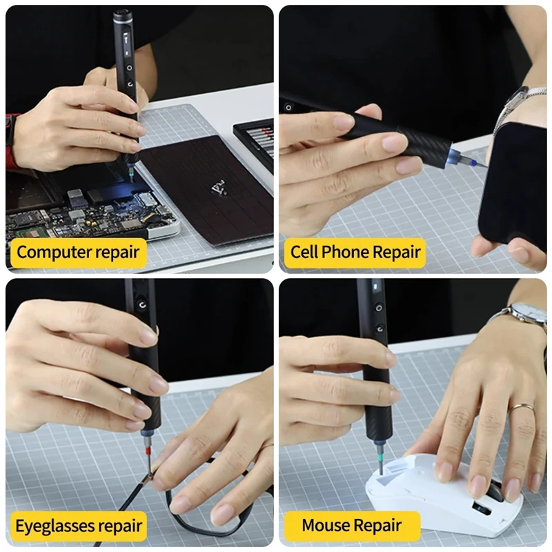 ชุดไขควงไฟฟ้าไร้สายพร้อมไฟ LED บิตแม่เหล็กฟิลลิปส์ ทอร์กซ์ไขควงซ่อมโทรศัพท์เครื่องมือไฟฟ้าแบบชาร์จไฟได้